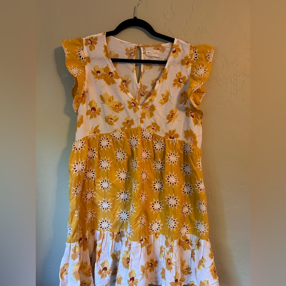 MELLODAY Yellow and White Floral Kids Dress